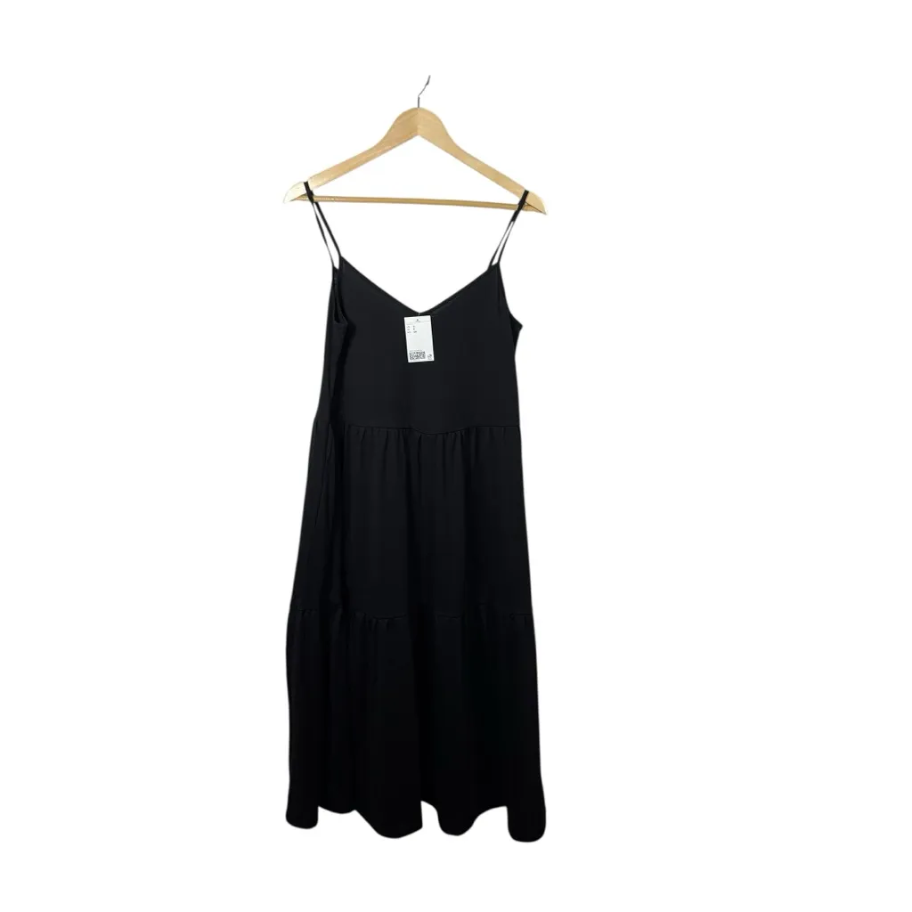 NWT H&M Women’s Tiered Strappy Maxi Dress in Black Size S - Image 3