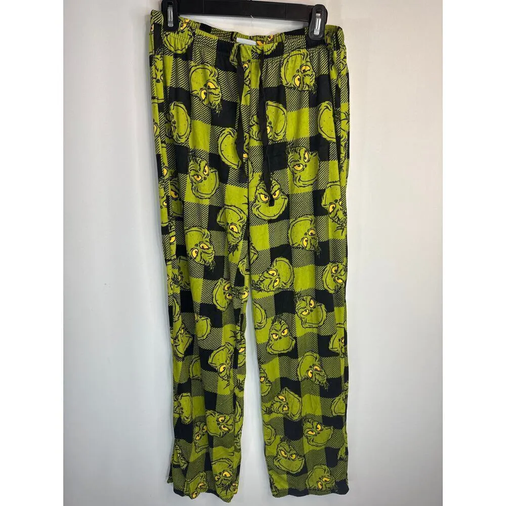 Dr. Seuss The Grinch Plaid‎ Christmas 2 piece Pajama Set Women's Medium NWT - Image 9
