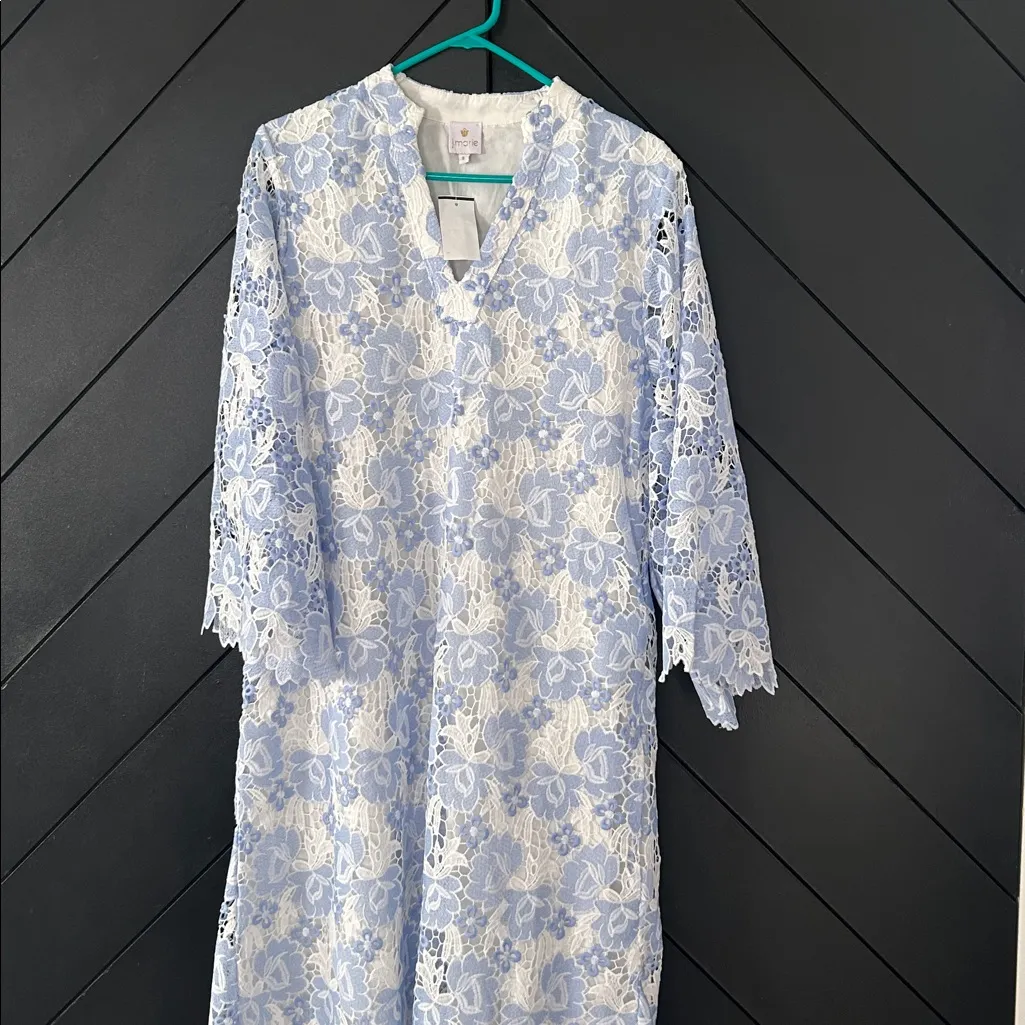 NWT NEW J.Marie The Maggie Lace Midi Dress Blue White Small - Image 5