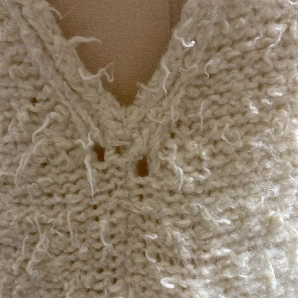 Cream Textured Cardigan Sweater - Image 9