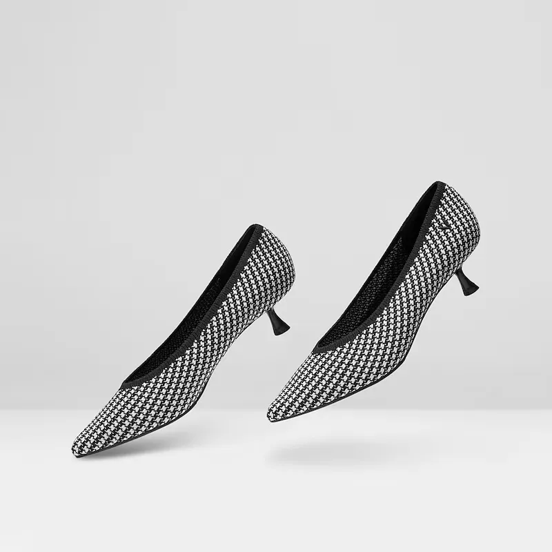 Vivaia Pointed Toe Kitten Heels Womens Shoes Houndstooth Black White EU 38.5 Size 7.5 - Image 2