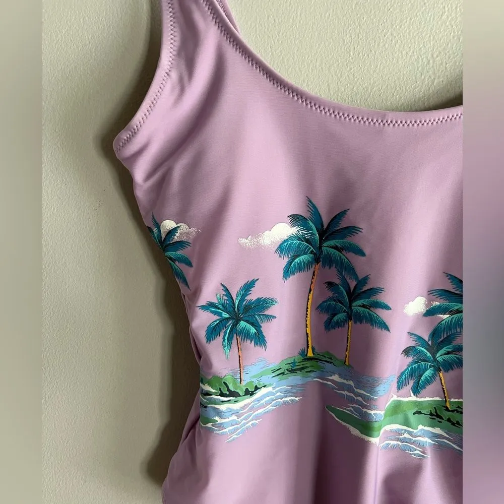 OLD NAVY new palm tree purple scoop back one piece swim suit - Image 2