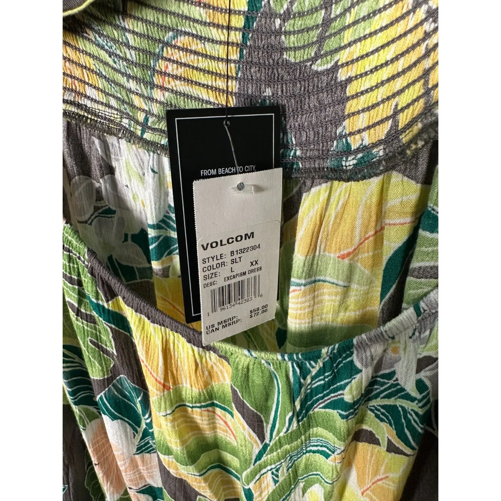 Volcom Excapism Slate Grey Cut Out Floral Mini Dress Size Large NEW with Tags - Image 6