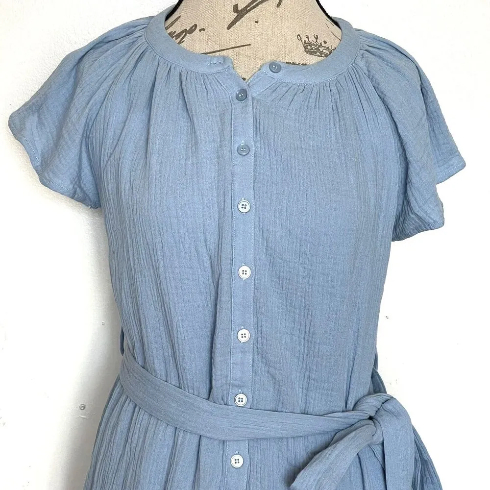 Blu Pepper Womens Dress Size Small Mini Flutter Sleeve Button down Ruffle Hem - Image 5