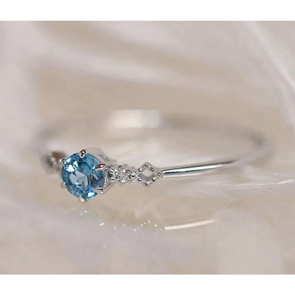 NEW‎ Women's Dainty Topaz and Diamond Simulant S925 Ring, Size 8 - Image 8