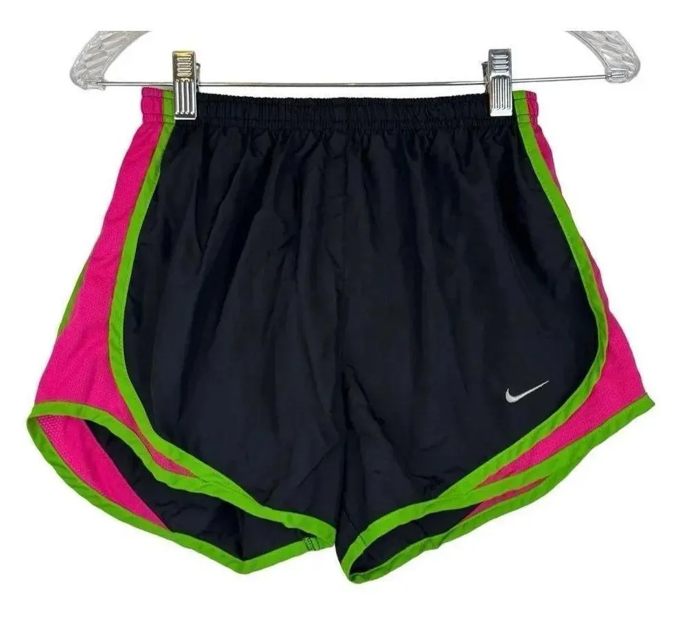 Nike Dri-Fit Tempo Running Shorts XS Black Pink Green 3” Brief Liner Lightweight - Image 2
