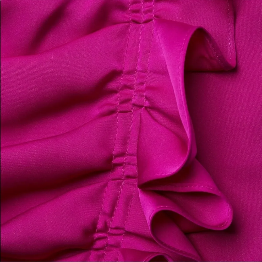 Ramy Brook Estelle Ruched Pink Satin Crop Blouse - Image 6