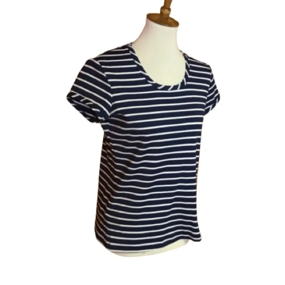 VTG Mod striped polyester shirt Blue Size M - Image 2