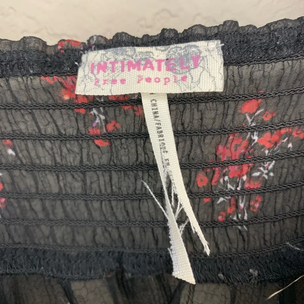 Free People Intimately Free Black Slip Dress Ruffle Floral Size XS - Image 7