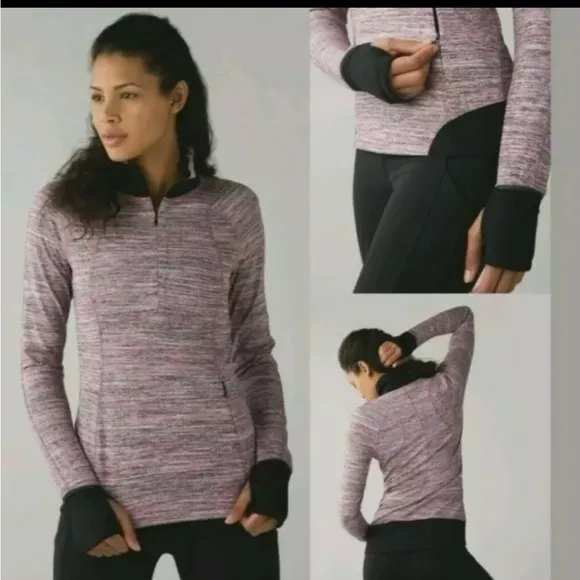 Lululemon Runderful 1/2 Zip Space Dye Camo Berry Rumble Pullover Size 4 - Image 2
