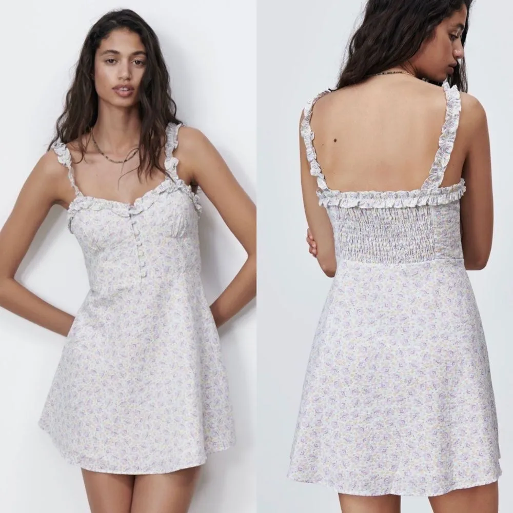 NEW zara ditzy floral smocked mini‎ dress - Image 2