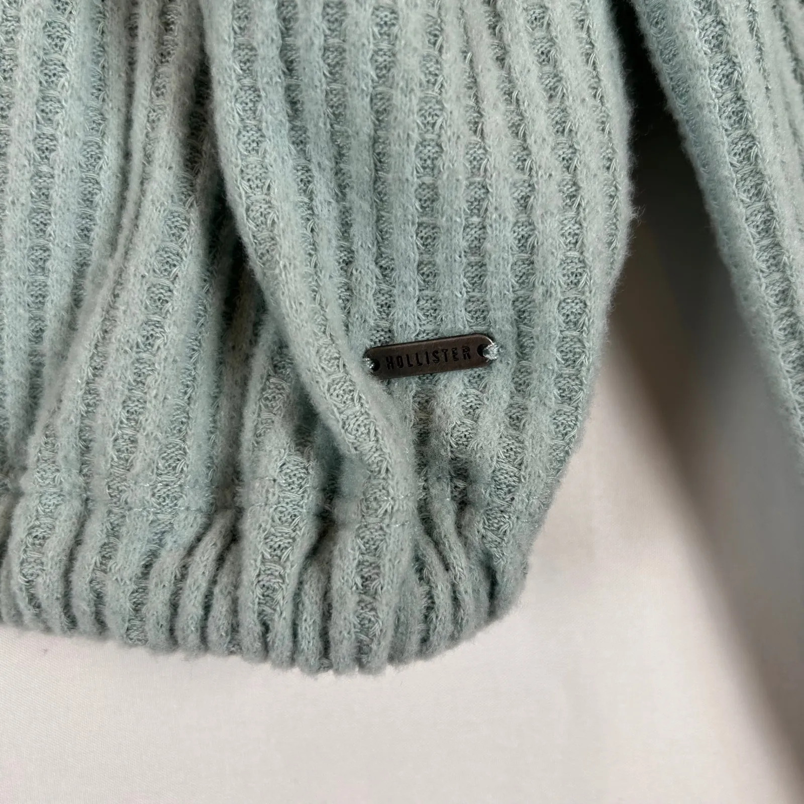 NWT Hollister Womens XS Waffle Knit Tie Front Long Sleeve Top Cutout Back‎ - Image 7