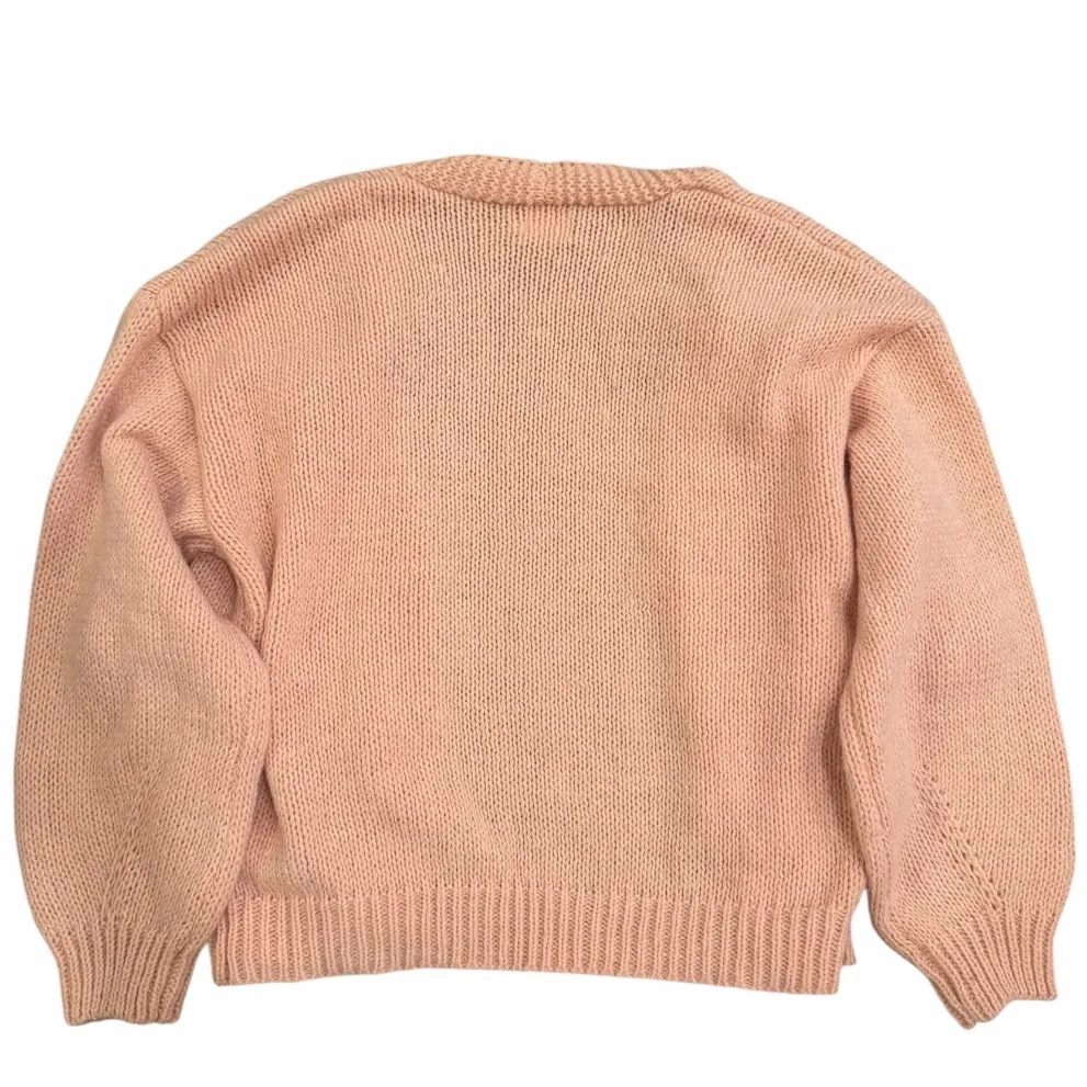 Luna Ivy Pink 3D Cherry Knit Open Chunky Soft Cardigan Sweater Pink size XS NEW - Image 2