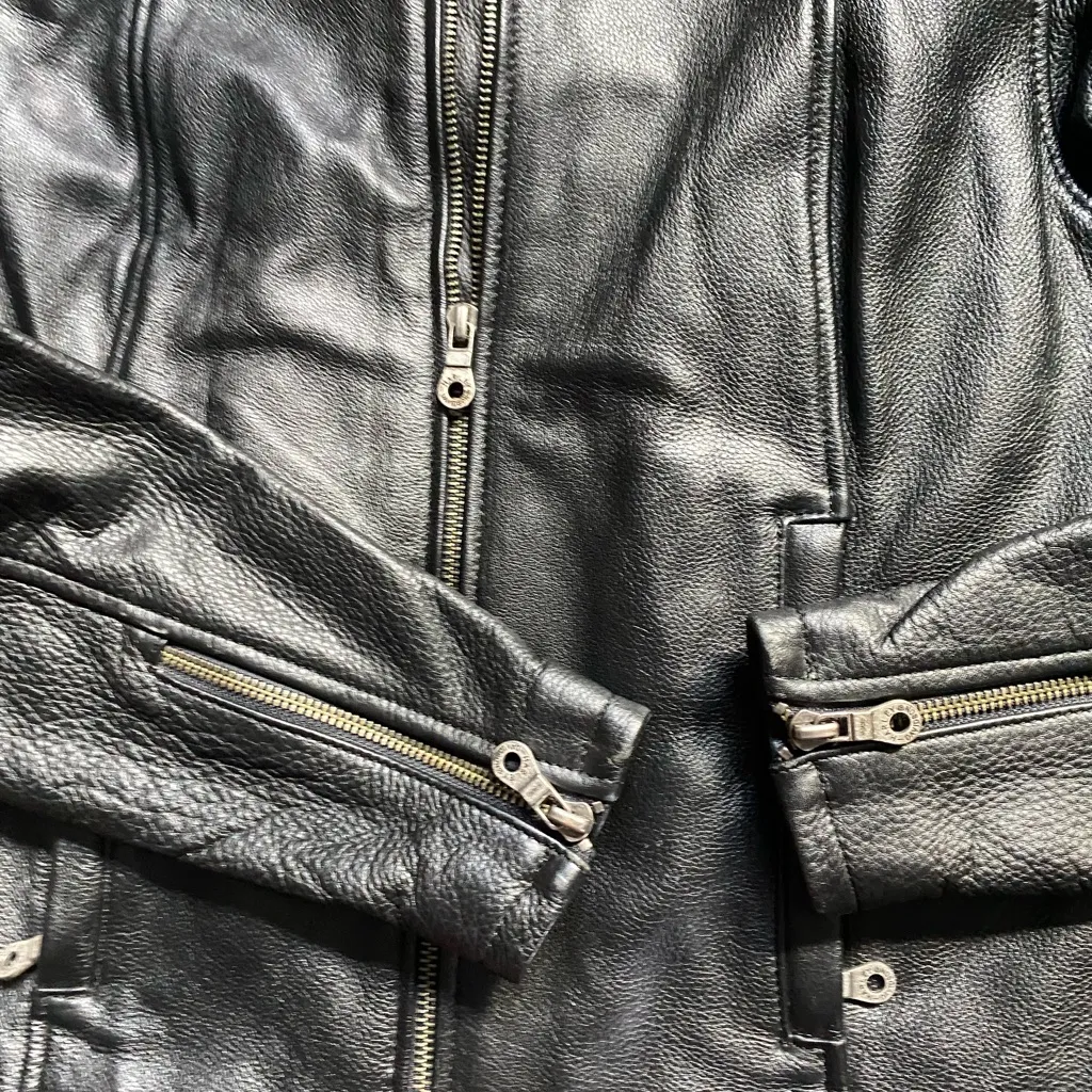 Harley Davidson Quilted Black Leather Biker Jacket Small Indie Sleaze Grunge 90s - Image 3