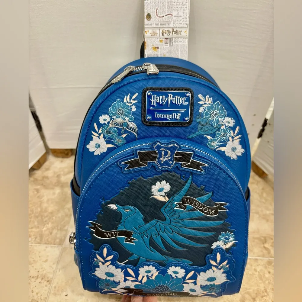 Lounge Fly  Blue Harry Potter Ravenclaw Backpack Floral mini backpack. NWT - Image 2