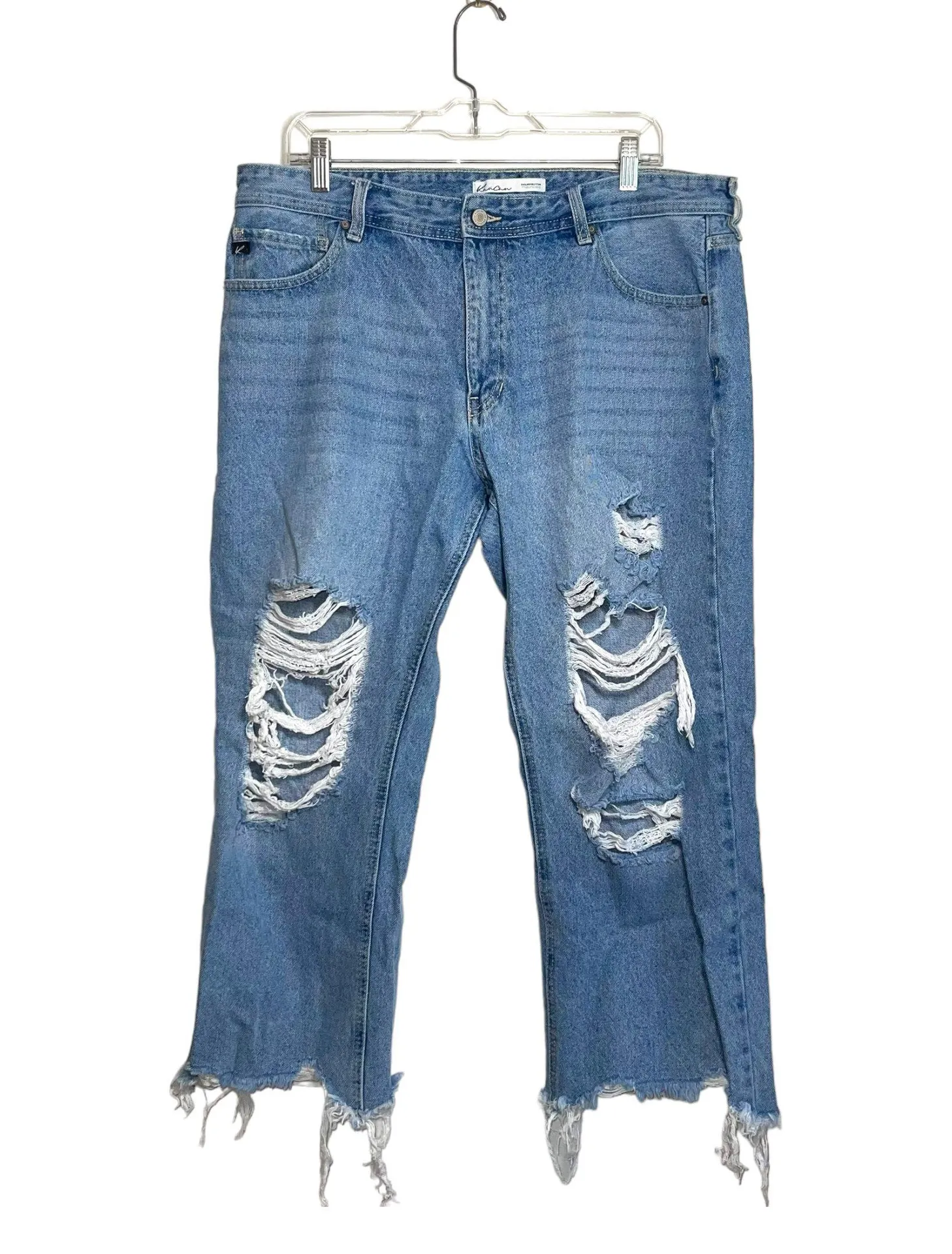 KanCan 100% Cotton Nonstretch Light Wash Ripped Straight Leg Jeans - Image 2