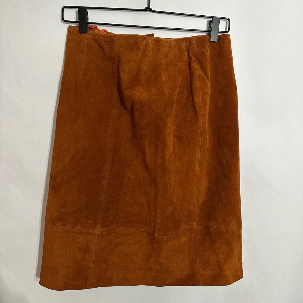 NWT Cedars Saks Fifth Avenue Suede Button Skirt Vintage Size 10 Cognac Brown - Image 3