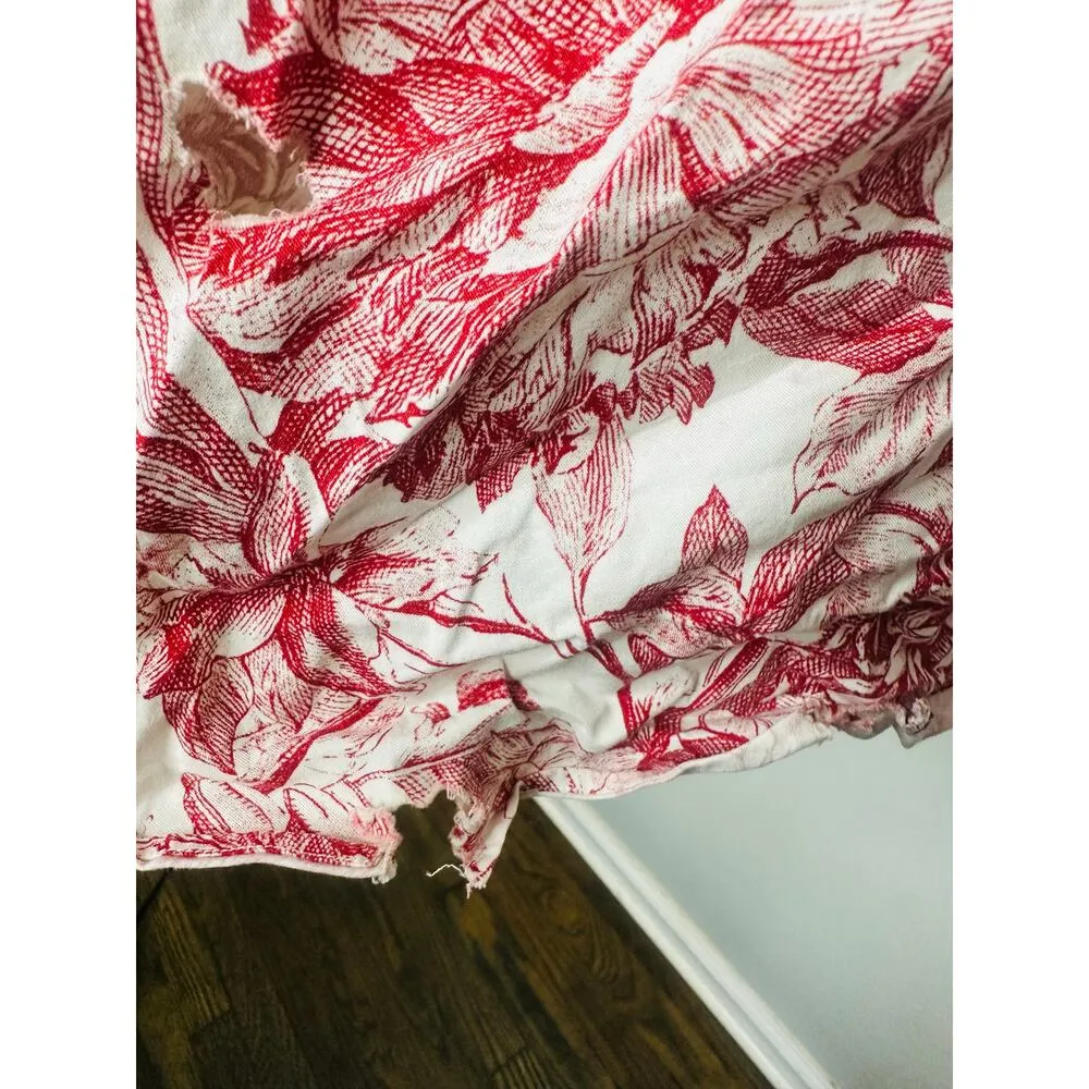 PETERSYN Rustic Red Pink Floral Printed Cotton Puff Sleeves Isodora Dress S - Image 7