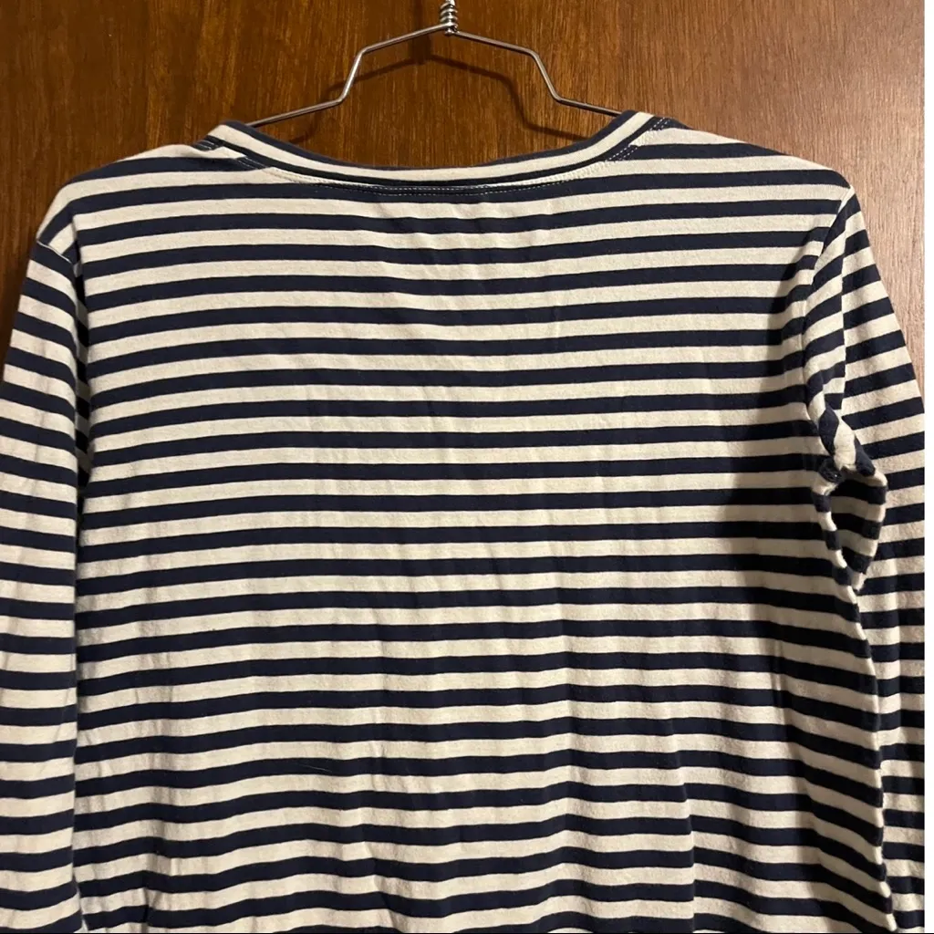 CAbi Woman's Boat Stripe Asymmetrical Hem Line Blue & White Tee Size XS - Image 5