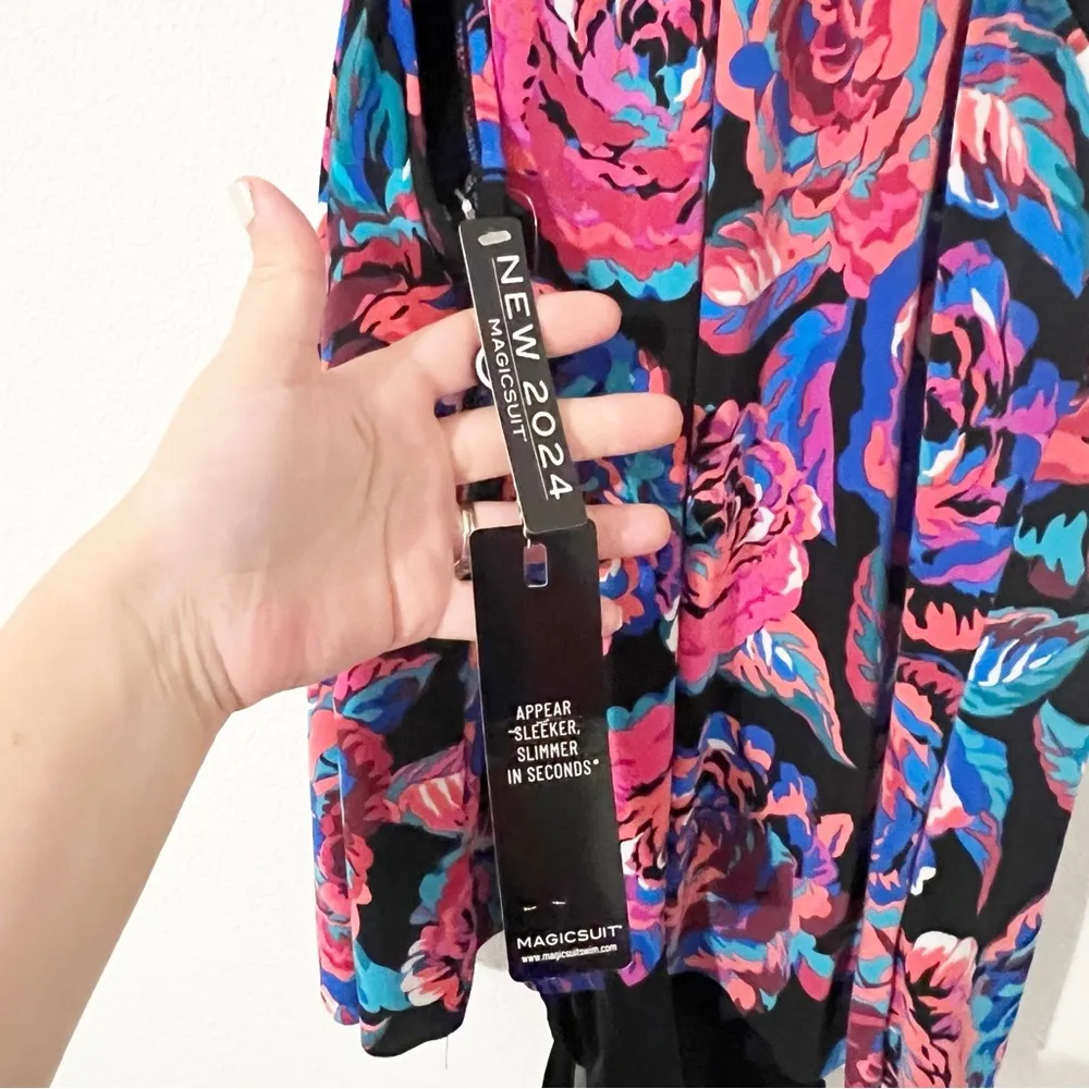 NWT NEW Magicsuit Sonic Blooms Floral Aubrey Halter One Piece Swimsuit Pink 12 Black - Image 8