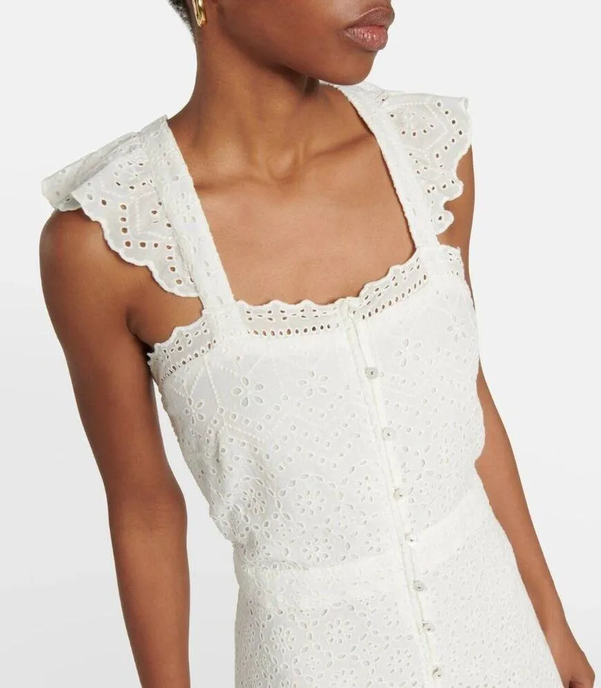 💕VERONICA BEARD💕 Aislin Broderie Anglaise Eyelet Cotton Maxi Dress White 6 NWT - Image 7