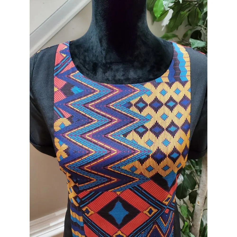 Everly Women's Multicolor Polyester Round Neck Short Sleeve Knee Length Dress S - Image 2