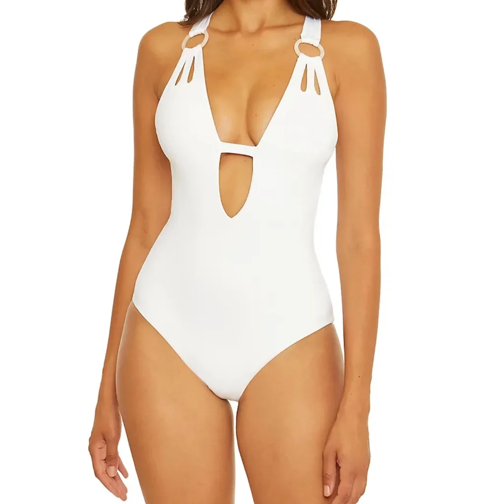 Becca NWT  Color Code Skylar Plunge One Piece Swimsuit White‎ Medium $138 - Image 3