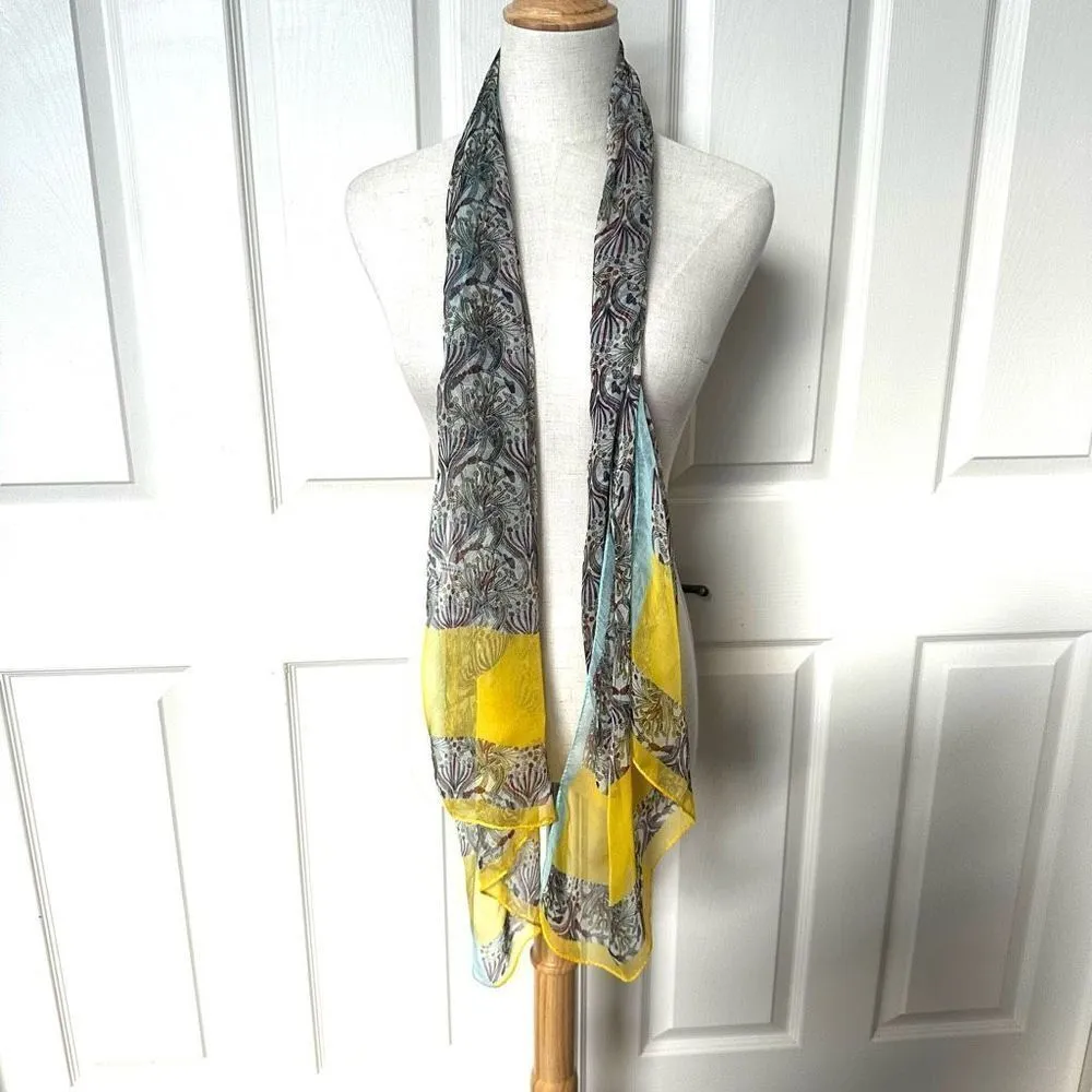 Yellow and blue pattern scarf - Image 2