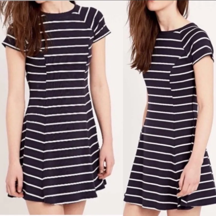BDG Urban Outfitters navy and white striped skater mini dress - Image 2