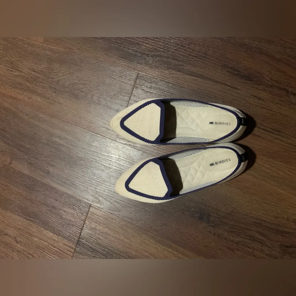 Elegant Cream  Navy Birdies Blackbird Knit Pointed Toe
Loafer Flats $160 casual - Image 2