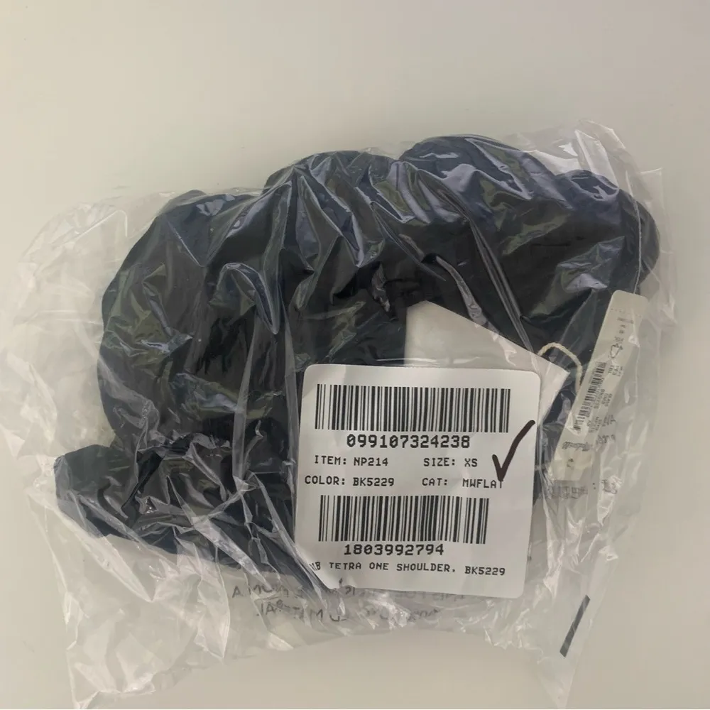 NWT Madewell Ribbed One-Shoulder Longline Bikini Top True Black - Image 4