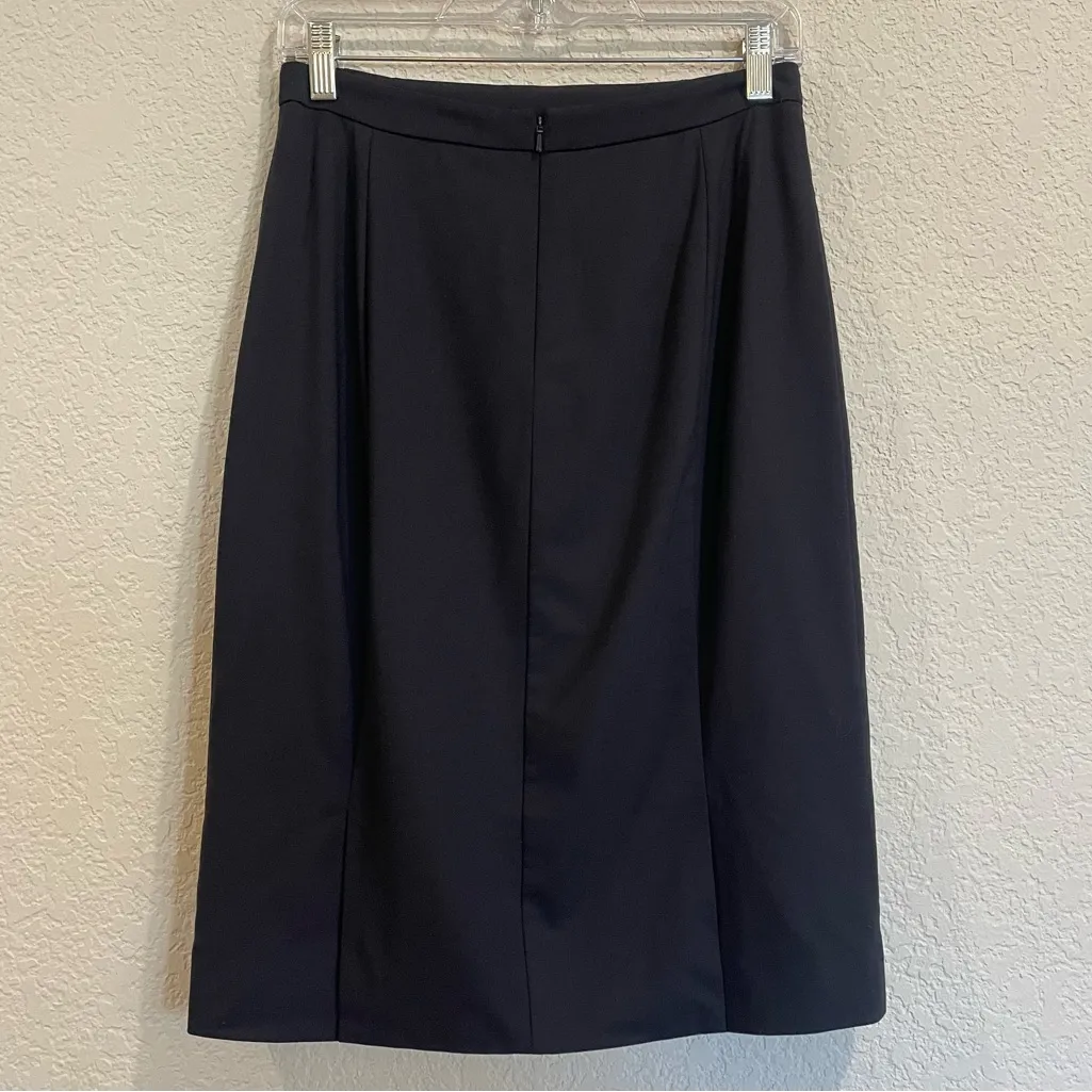 MM LaFleur Cobble Hill Washable Wool Twill Pencil Skirt in Dark Navy - Image 5