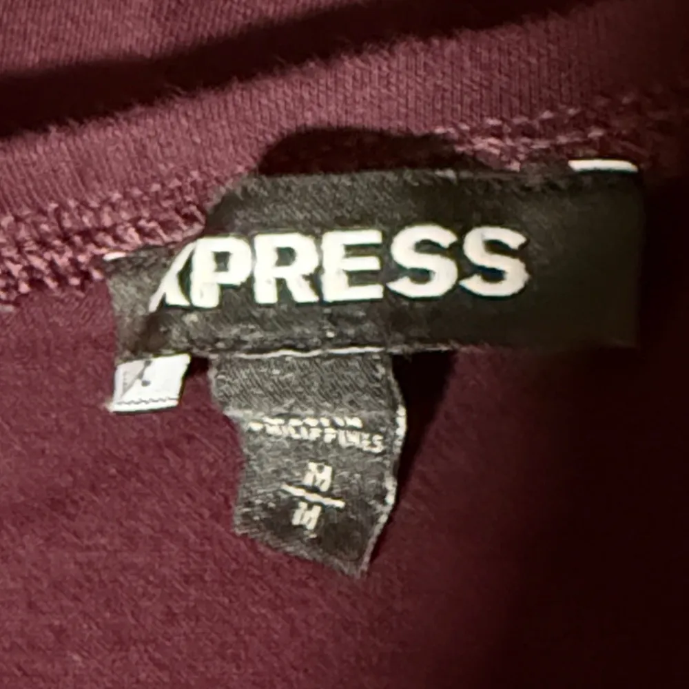 EXPRESS Off Shoulder Bell Sleeve Lace Trim Bodysuit Burgundy Maroon M - Image 5