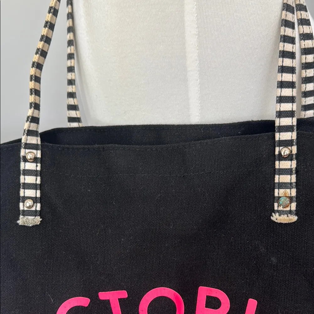 Victoria's Secret Black and Pink Classic Tote Bag OS - Image 3