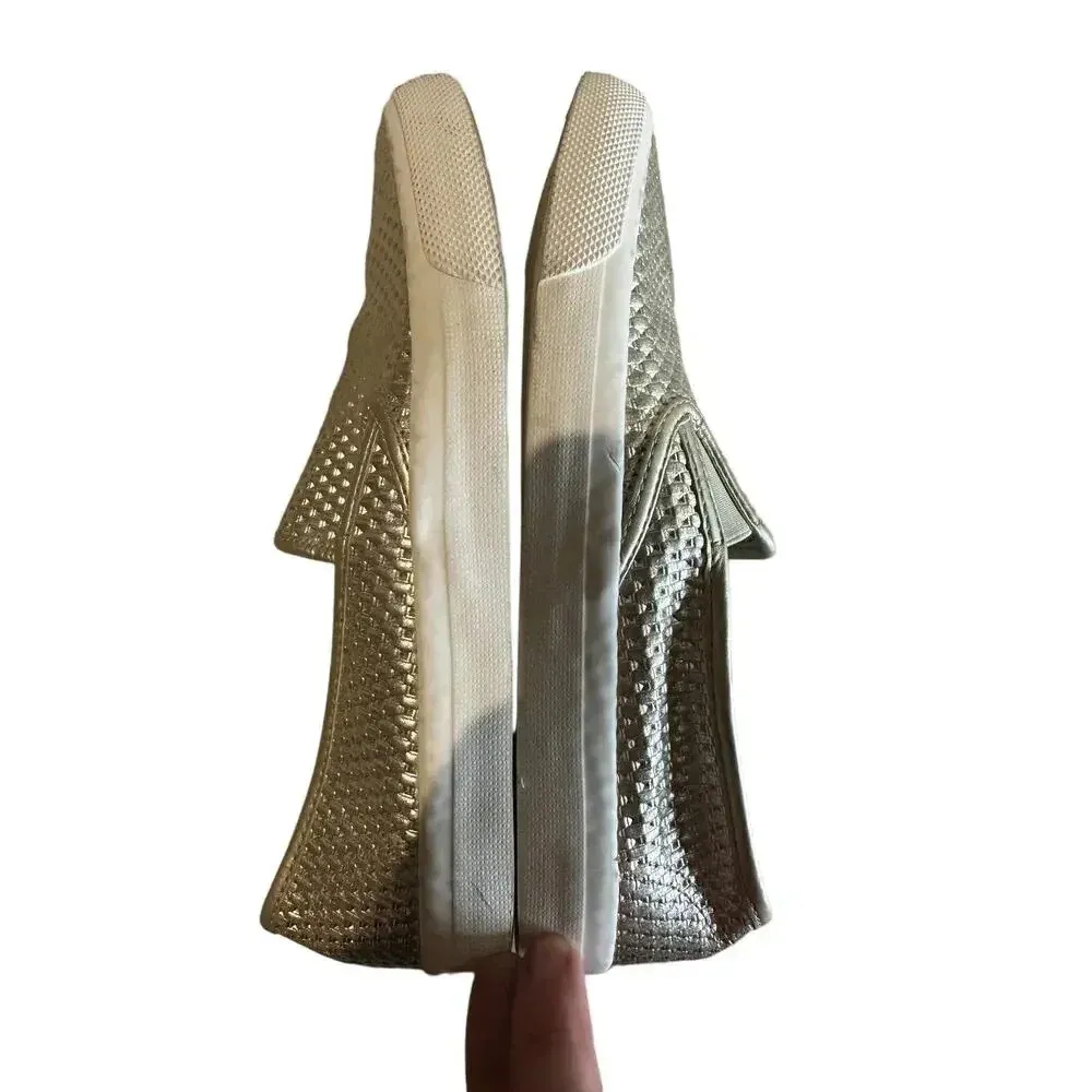 Sperry Slip On Sneakers Women's Size 9 Metallic Pewter Woven Shoes Trendy Casual - Image 6