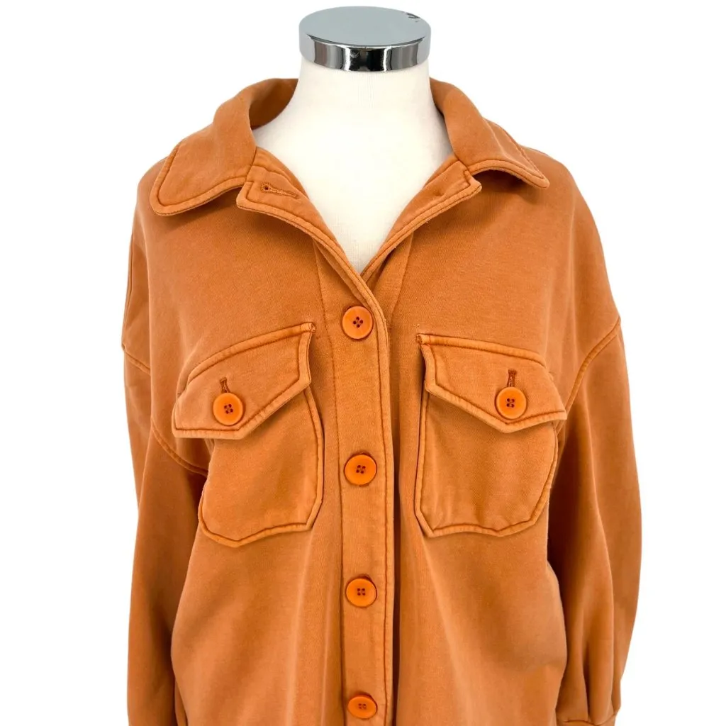 Avec Les Filles Shirt Jacket Shacket Button Down Coat Orange Size Large - Image 3