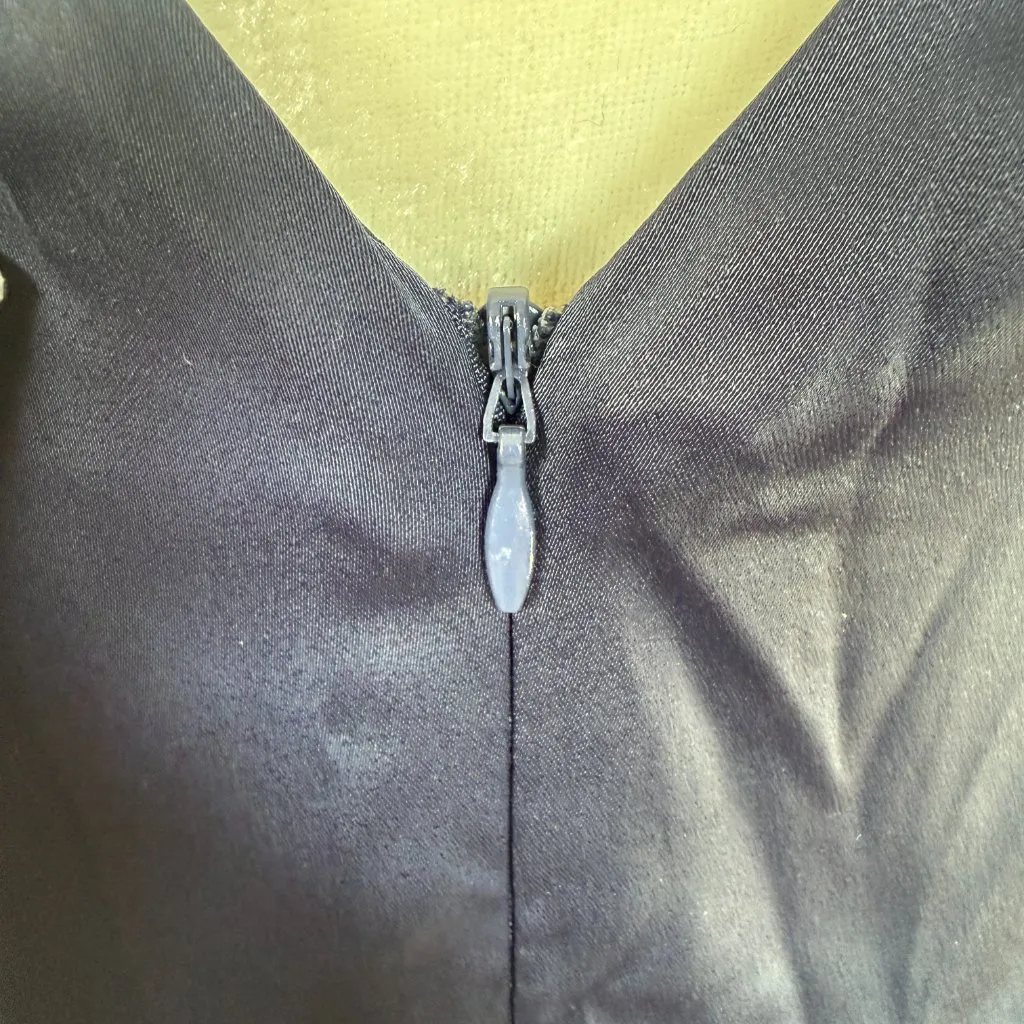 Lulus women's XL dark blue short cinched sleeved v-neck slit maxi formal dress - Image 7