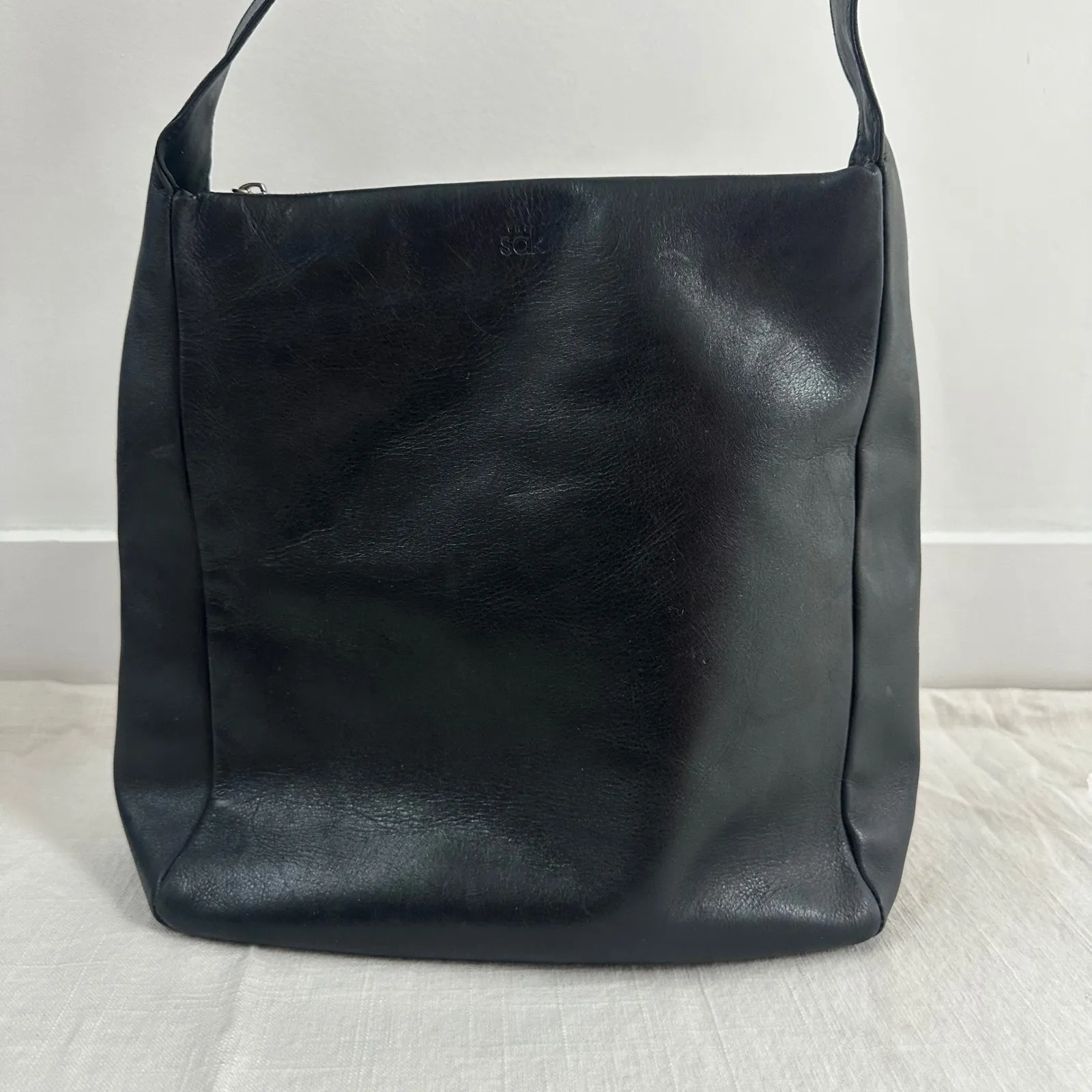 Vintage The Sak Leather Bag Early 1990s Black Soft Pebbled Leather Hamdbag 90s - Image 15