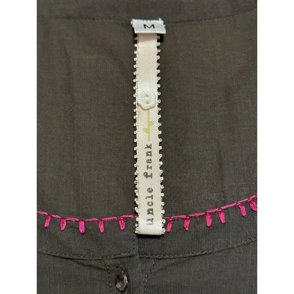 Uncle Frank‎ Anthropologie Embroidered Floral Boho Dress Cottagecore Hippie Sz M - Image 5