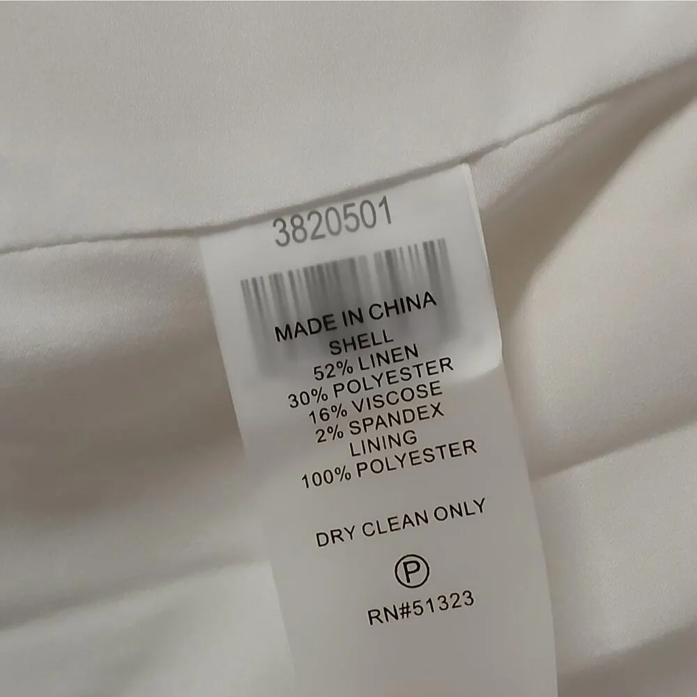 Court & Rowe Contrast Tipped Blazer Women's 10 Eccru Linen Jacket Office Career Blue - Image 10