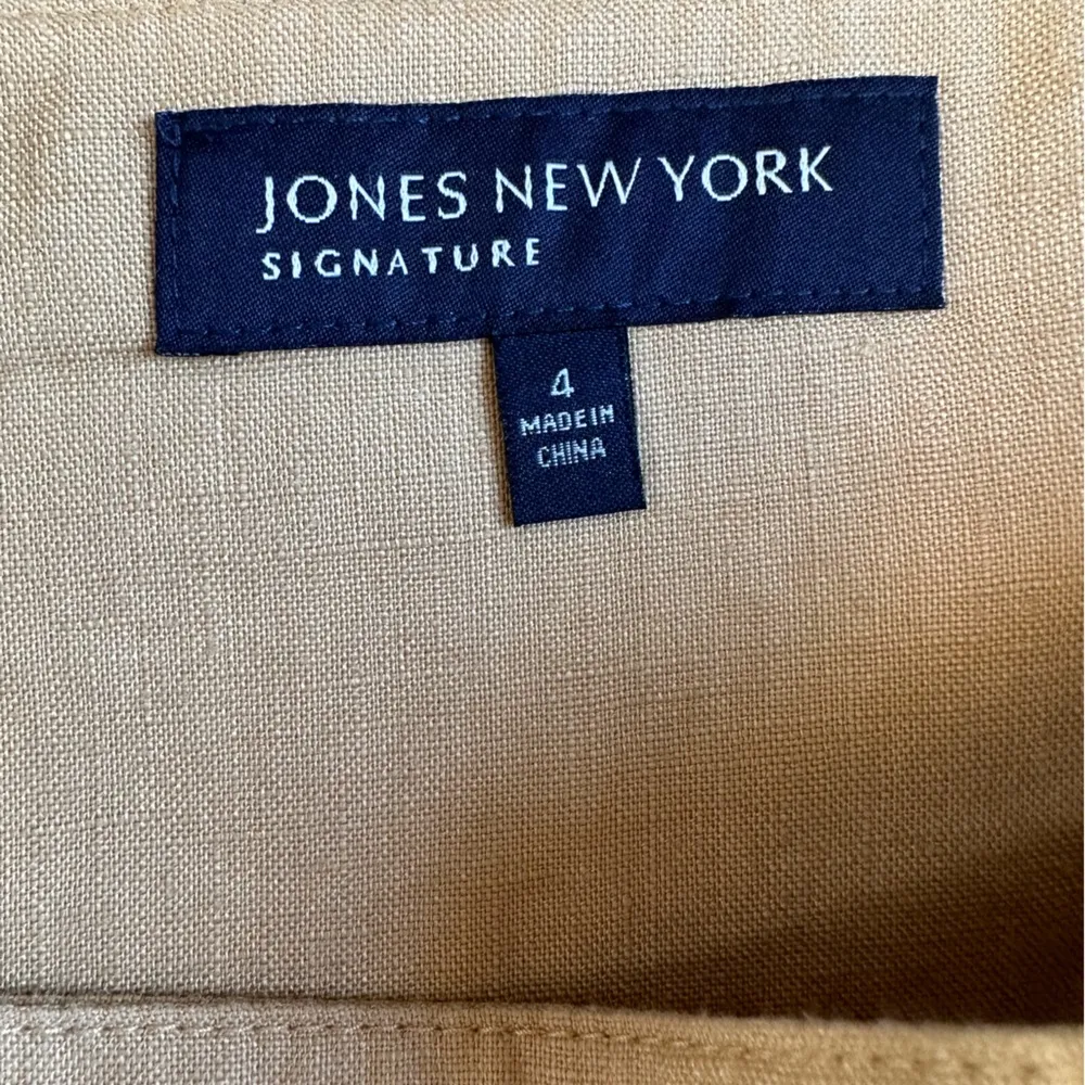 Jones New York Womens Size 4 Linen Pleated Side Zip Khaki A-Line Skirt - Image 5