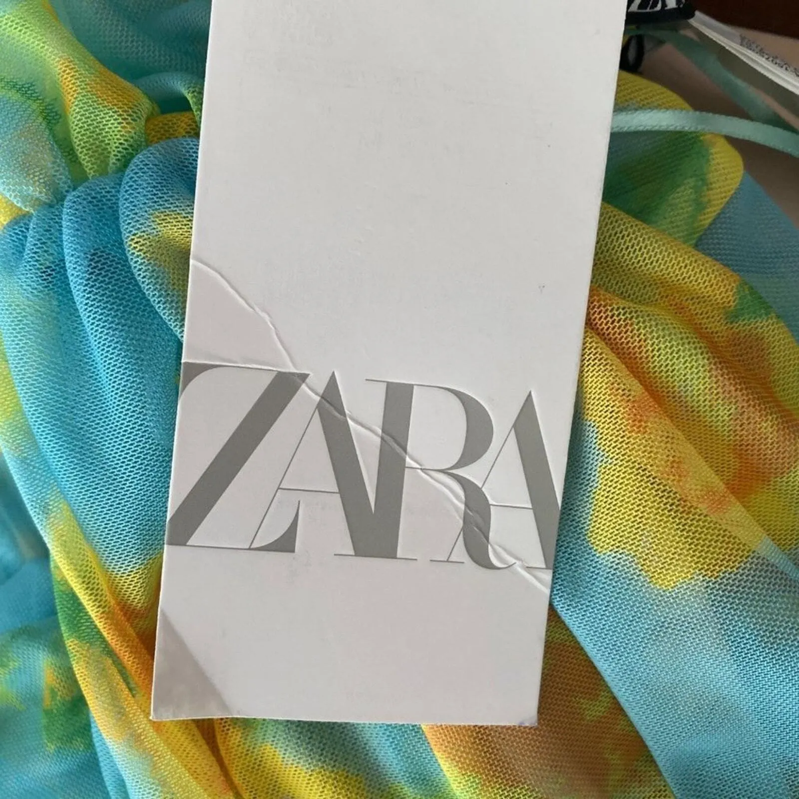 Zara sz M green yellow strapless floral corset crop top‎ NWT - Image 5