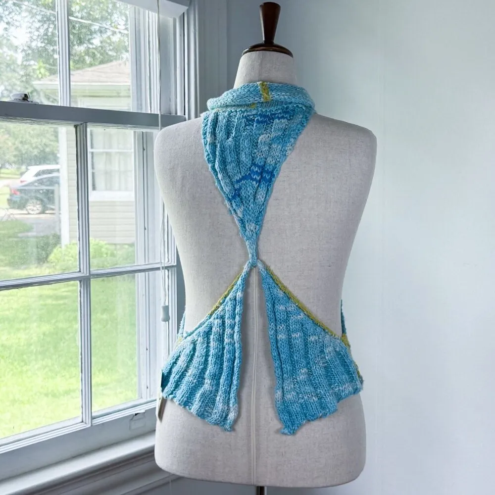 Free People Laguna Tank Blue Knit Sleeveless Sweater Size Small Cotton NWT - Image 2