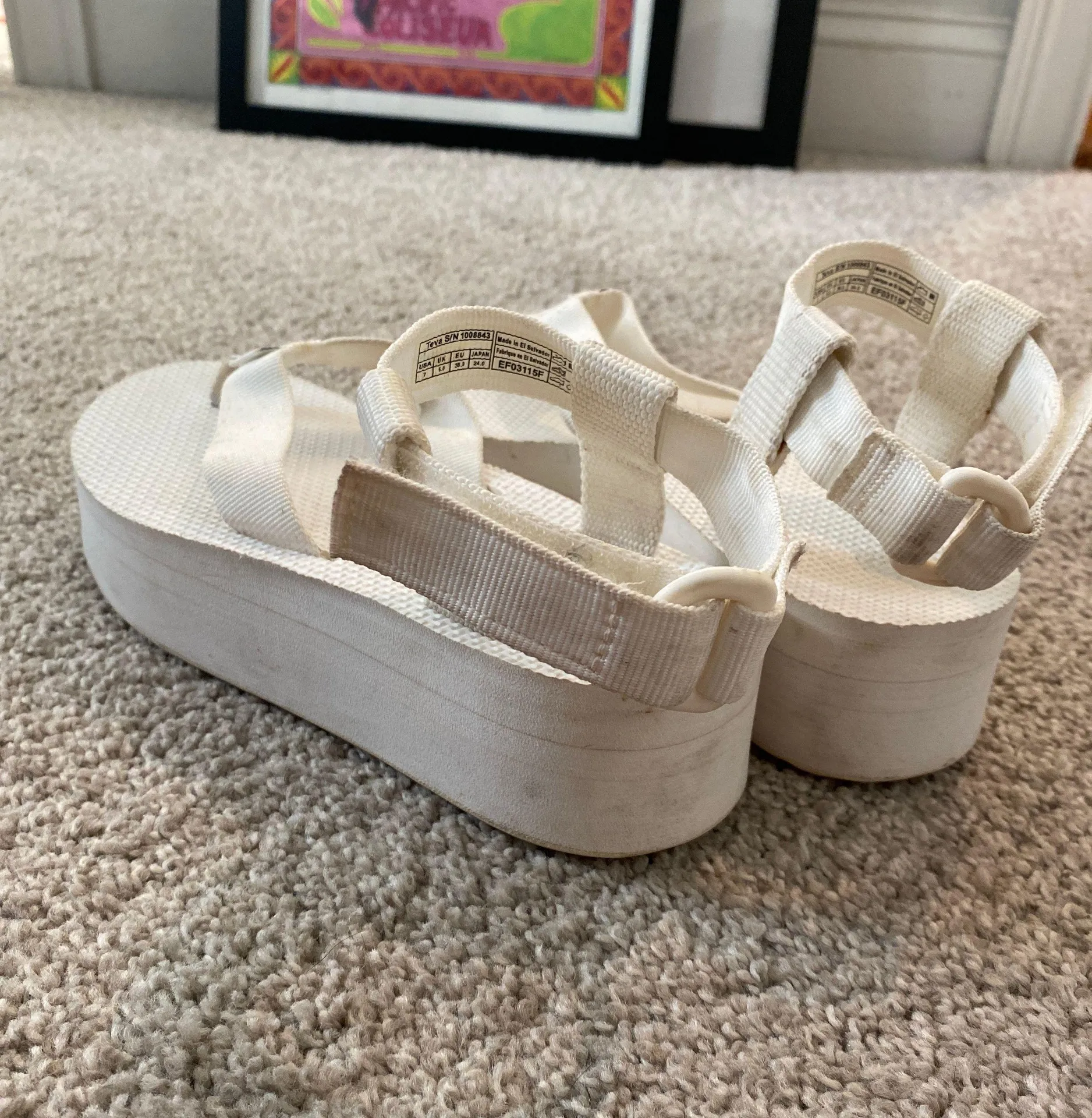 White Teva Platform Sandals - Image 3