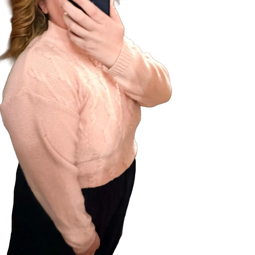 The American Line Stefano Vintage Pink Cable Knit Mock Neck Sweater Size M Size M - Image 10