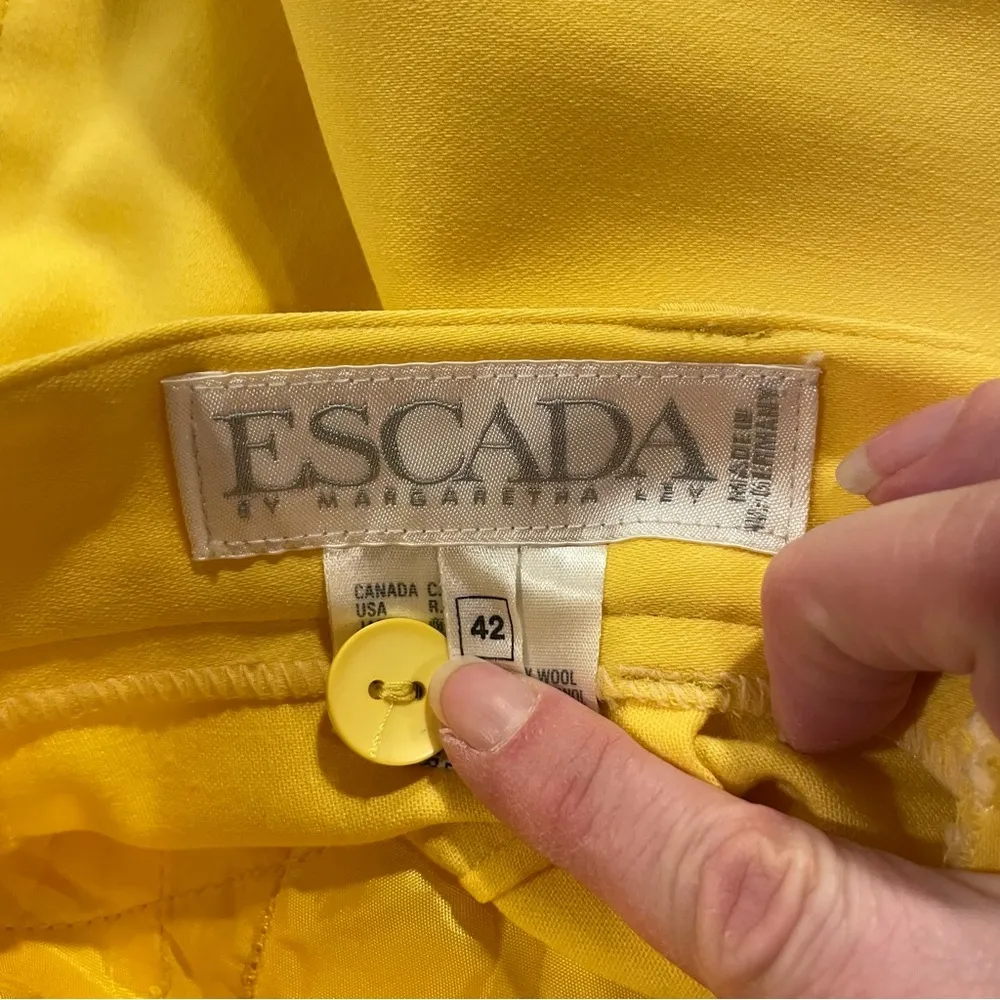 Escada limoncello high waisted vintage wool pleated luxury trousers 80’s - Image 10