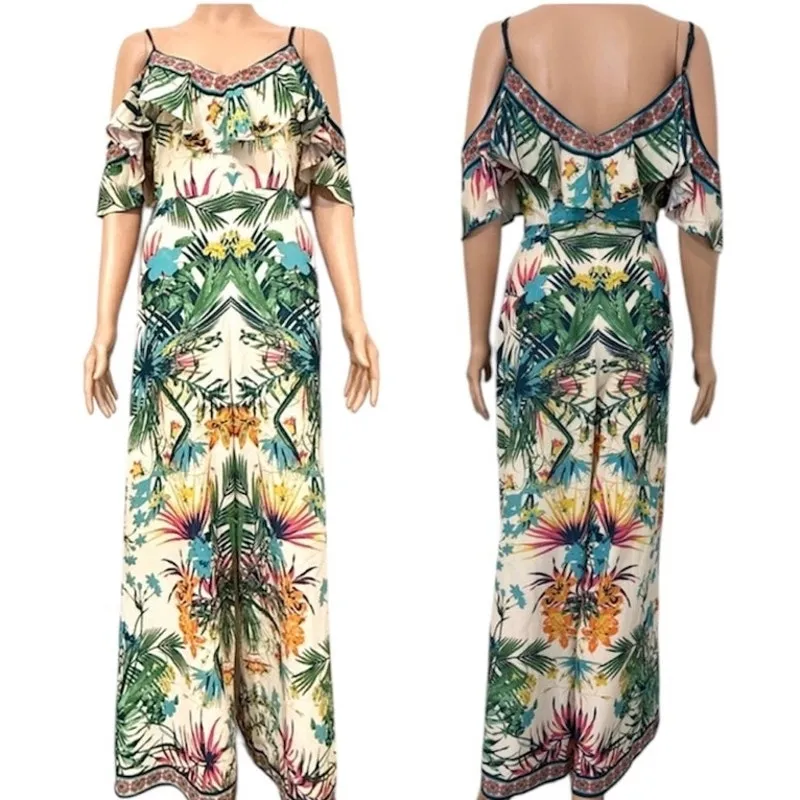 Flying Tomato ruffle cold shoulder wide leg jumpsuit medium P3 2530 - Image 14