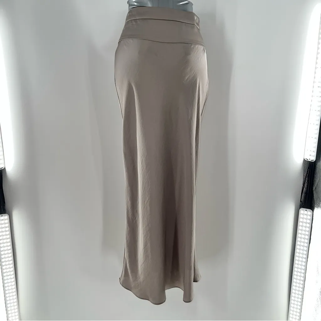 Free People Light Brown Bias Cut Silky Fitted Pencil Maxi Skirt-Size 2 - Image 5