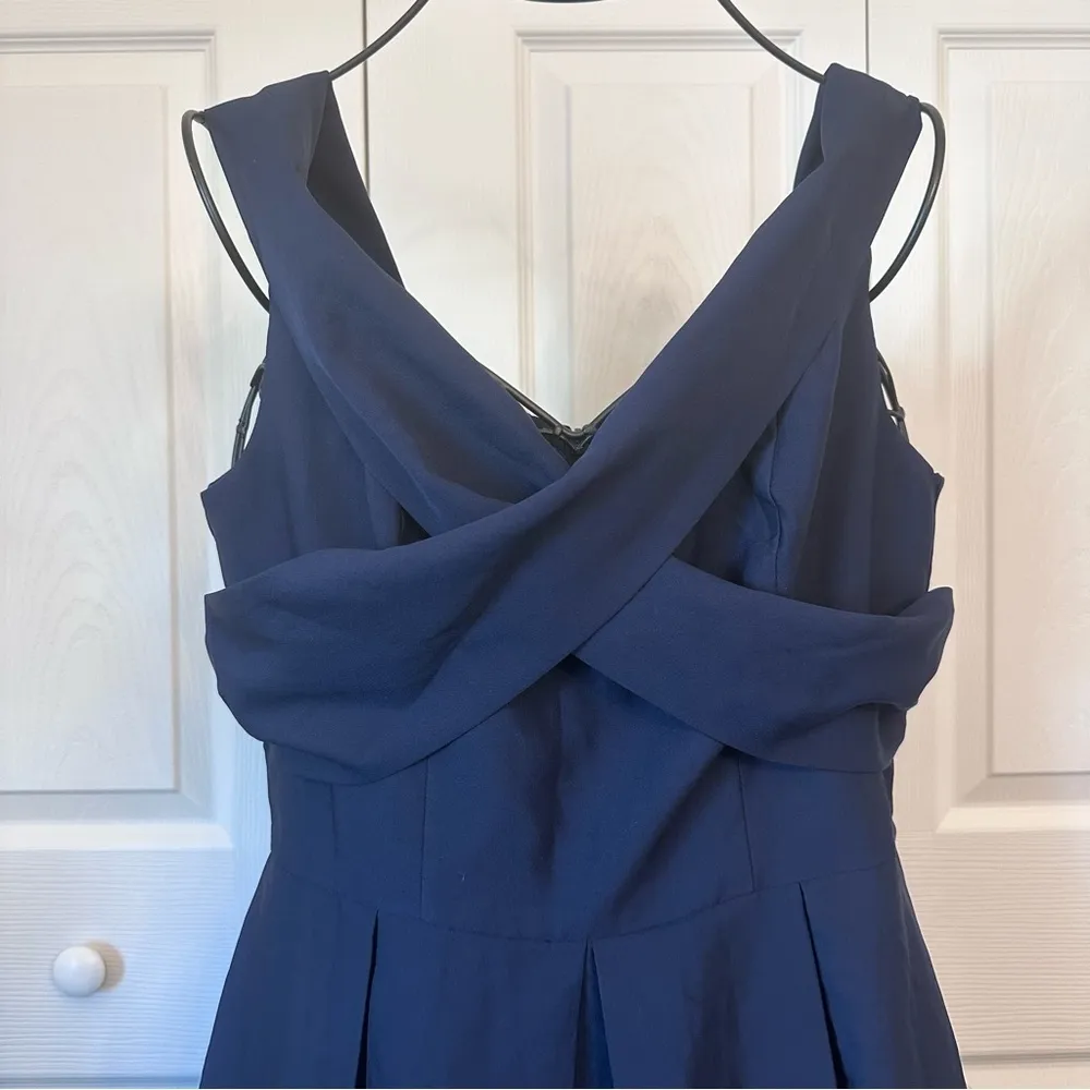 Chi Chi London Navy Bardot Wrap Skater Dress Size 8 Blue - Image 7