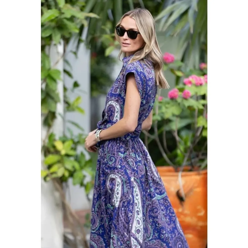 Julia Amory Betty Dress in Beach Paisley NWT Sz. L Purple Size L - Image 3
